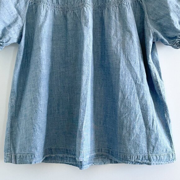 Madewell Chambray Shirred Blouse - Picture 4 of 10